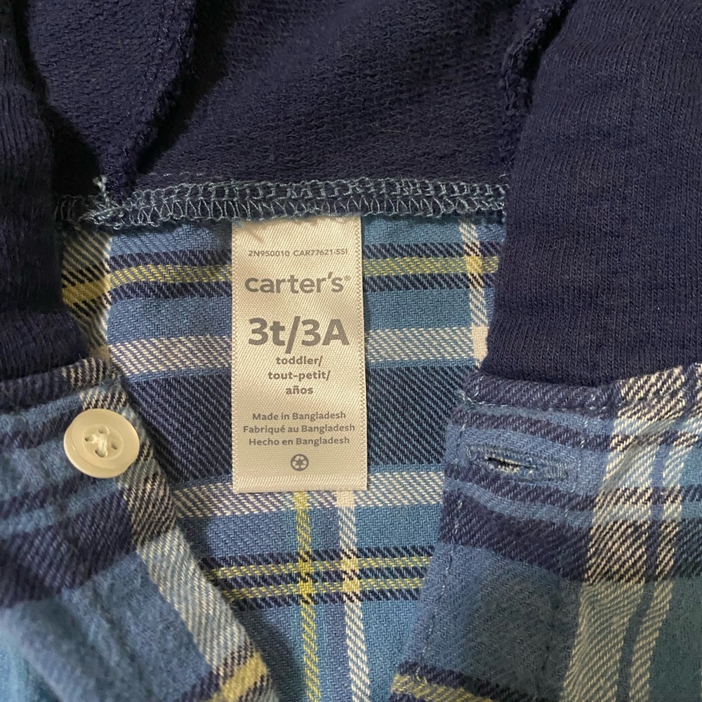 Toddler Boy Hooded flannel 3T